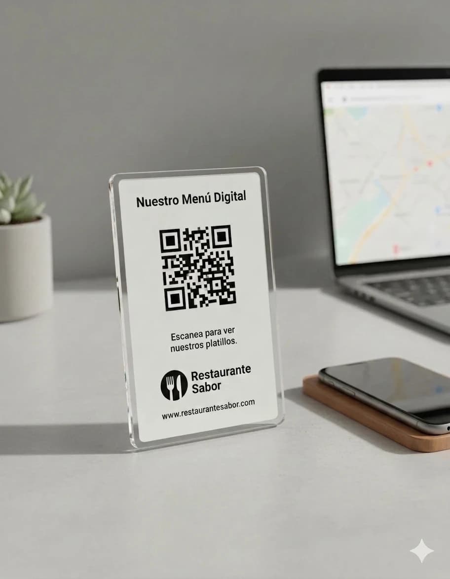 Soporte de Metacrilato con Código QR para Carta y Menú Digital en Madrid