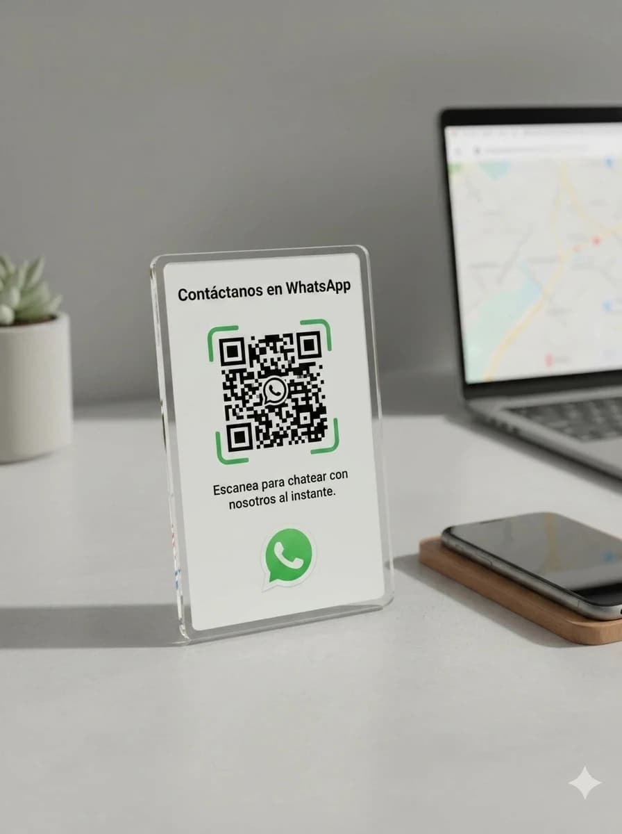 Placa de Metacrilato con Código QR para WhatsApp en Madrid