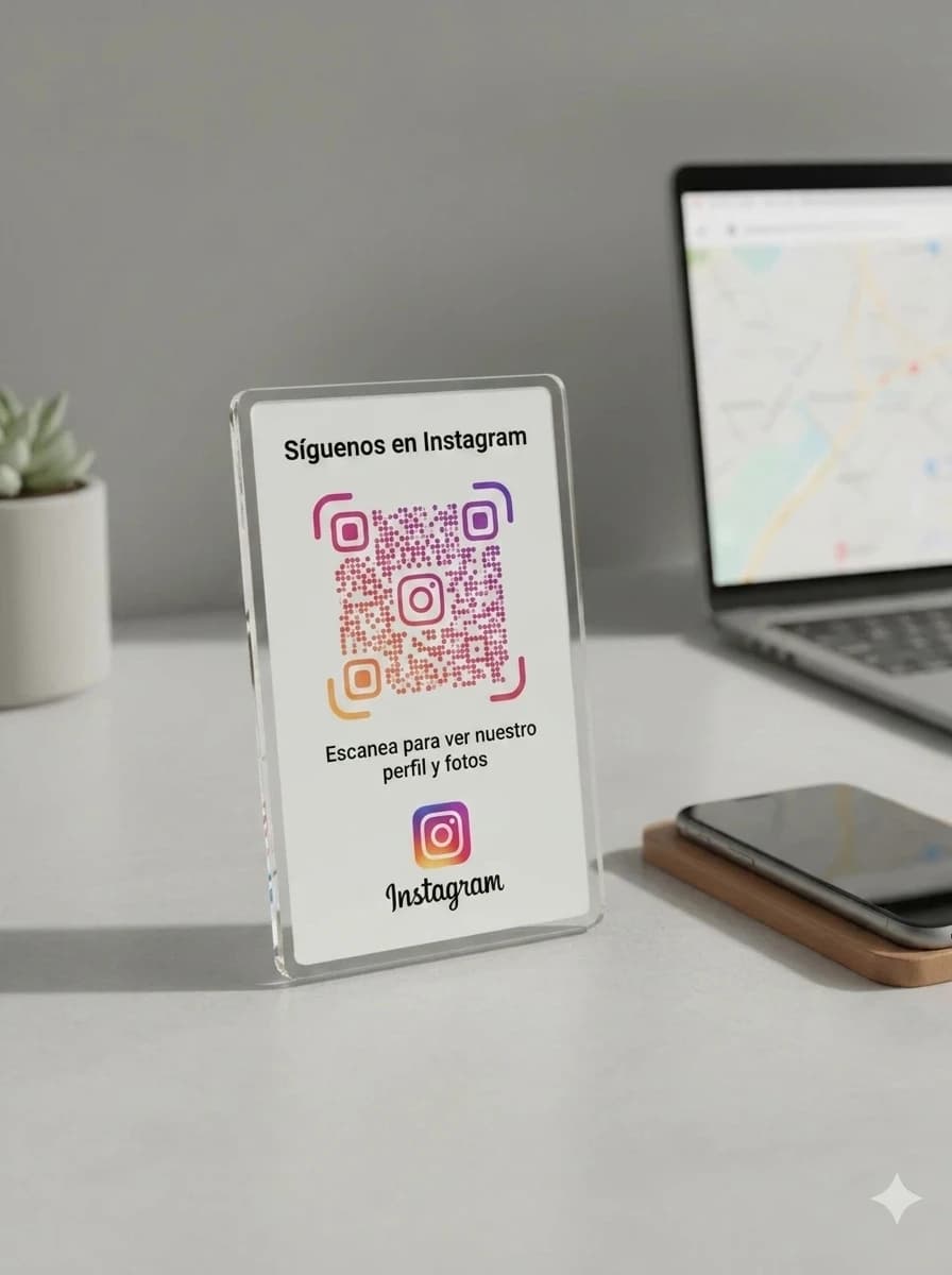 Placa de Metacrilato con Código QR para Instagram y Redes Sociales en Madrid